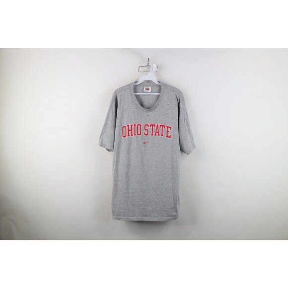 Vtg Nike Mens L Travis Scott Center Swoosh Ohio State University T-Shirt Gray - Picture 1 of 12